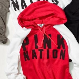 Red & white pink nation cropped hoodie